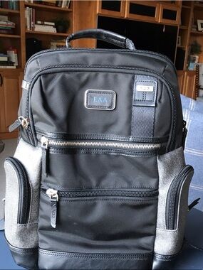 Tumi Black and Gray Women's Backpack with Front Zip Pockets